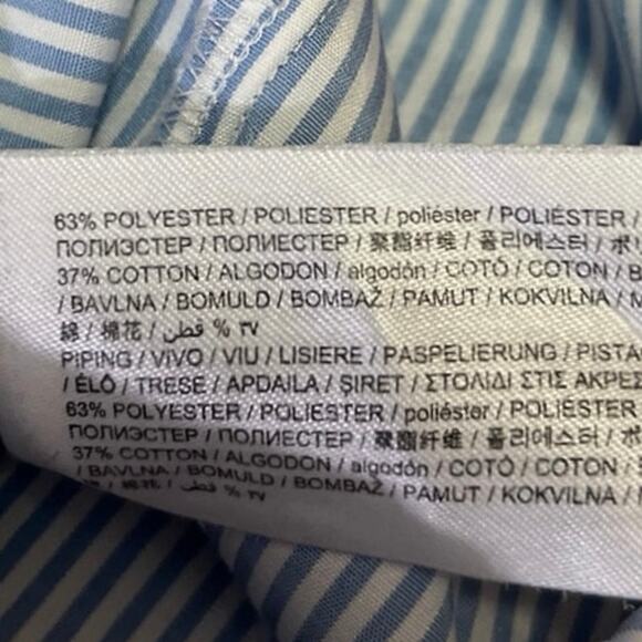 MNG Women's Blue White Pinstriped High Waisted Pull On Casual Shorts Size S - Picture 5 of 5